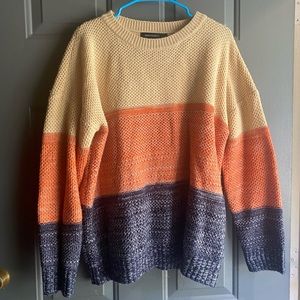 Merokeety Tricolor Knit Pullover Sweater